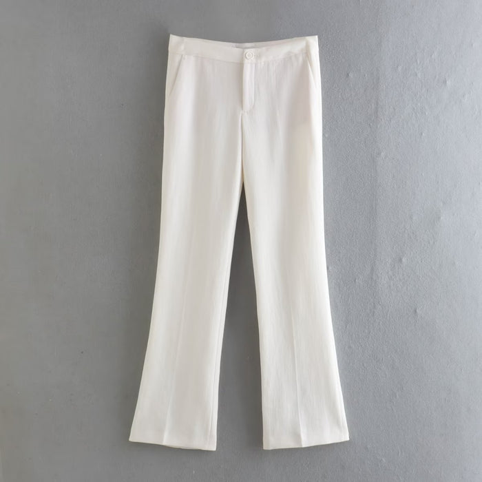 Autumn Women Clothing Elegant Trousers Split Straight Pants