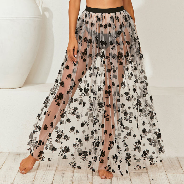 Summer Skirt Sexy See-through Polka Dot Printing Beach Sun Protection Shirt