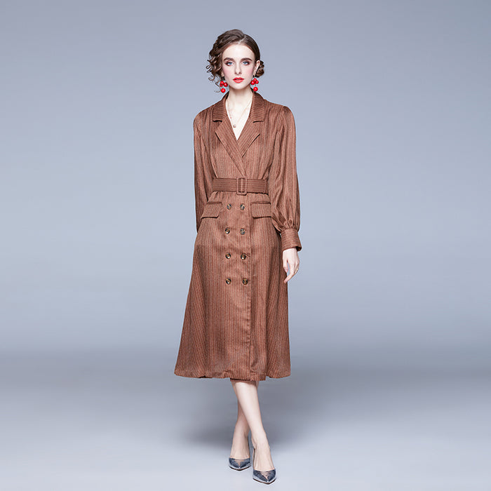 Women A Line Shirt Collared Midi Dress