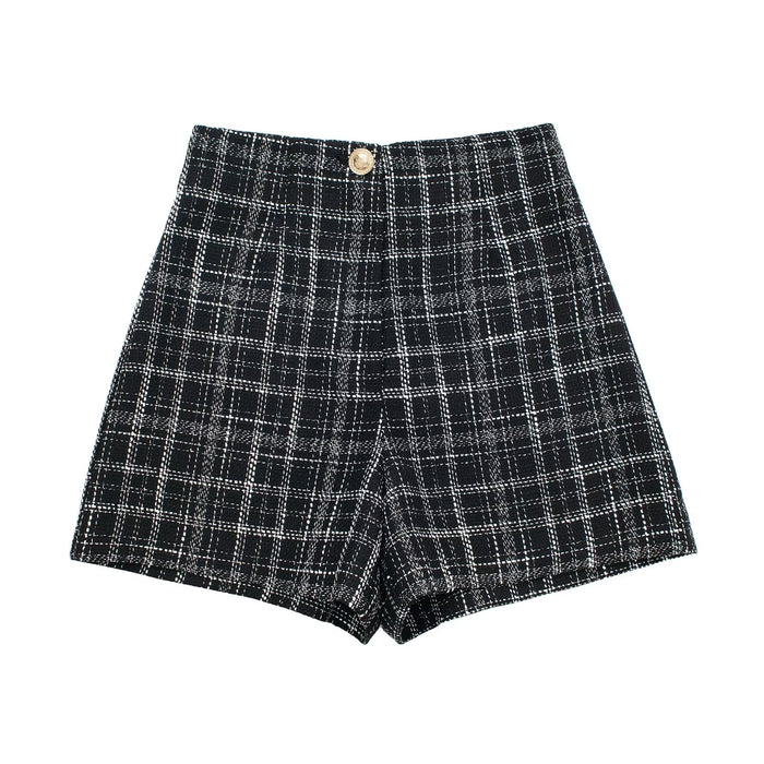 Fall Women Clothing Plaid Texture Short Blazer Shorts