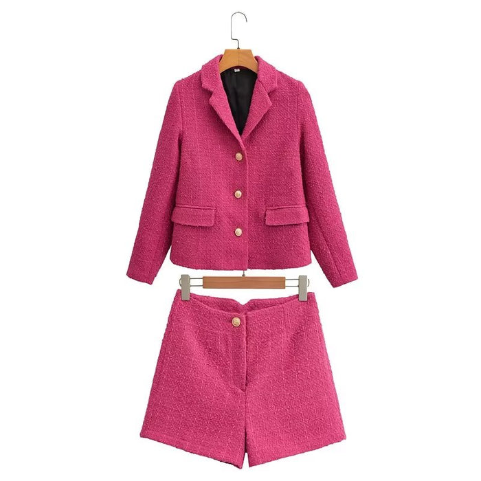 Women Long Sleeve Spring Office Blazer Shorts Suit