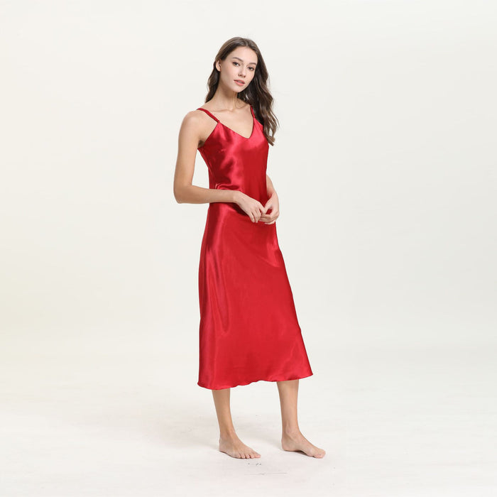 Artificial Silk Nightdress Women Summer Cami Dress V-neck Sexy Long Pajamas Home satin pajamas satin sleepwear