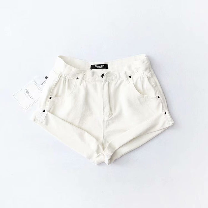 Summer  Denim Shorts  Elastic Waist Curling Denim  Pants Casual Daily Shorts