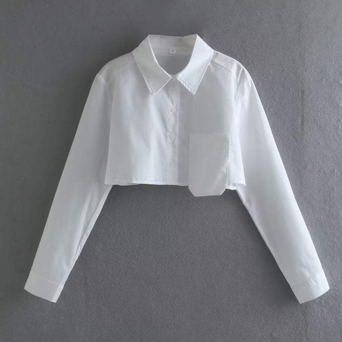 Women  Clothing Short Frayed Hem Loose Shirt Polo Collar Casual Button Cardigan Top