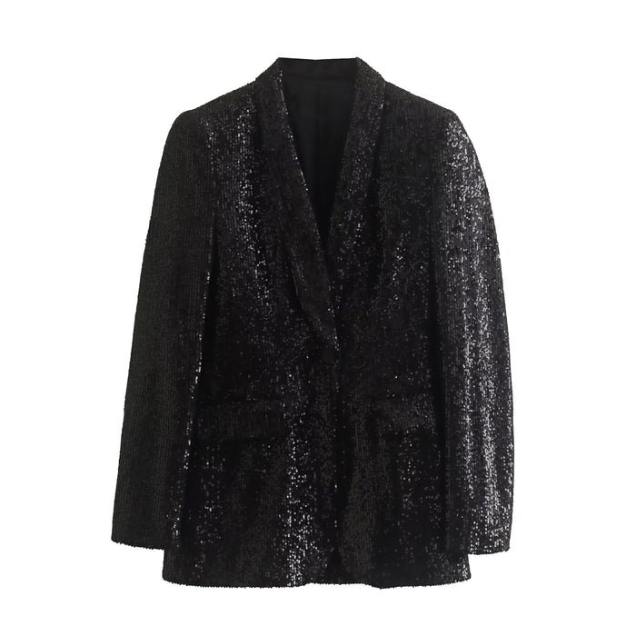 Women All Match Sequined Single Breasted Blazer