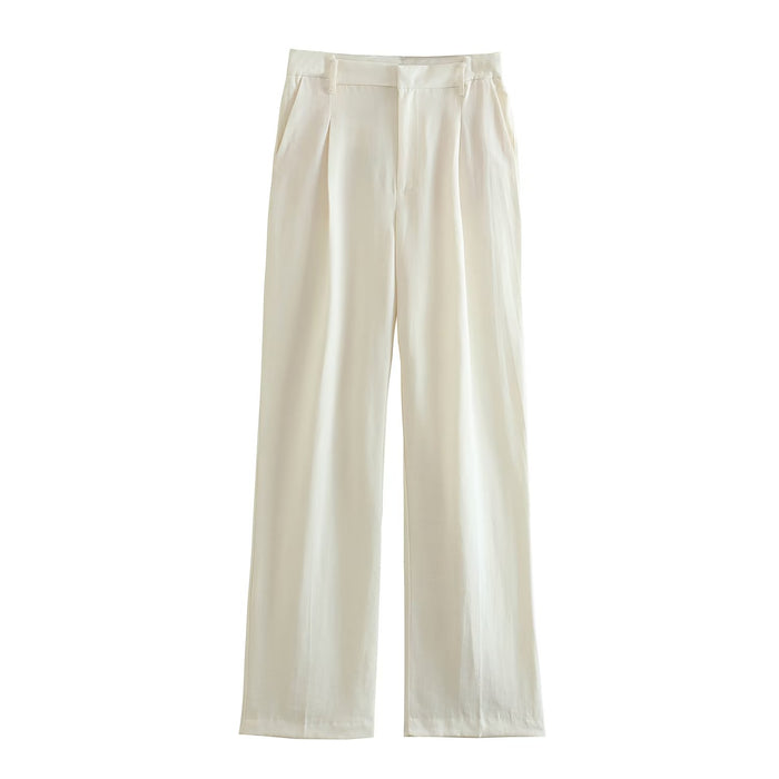 F00171030 Spring Office Loose High Waist Wide Leg Pants Casual Pants