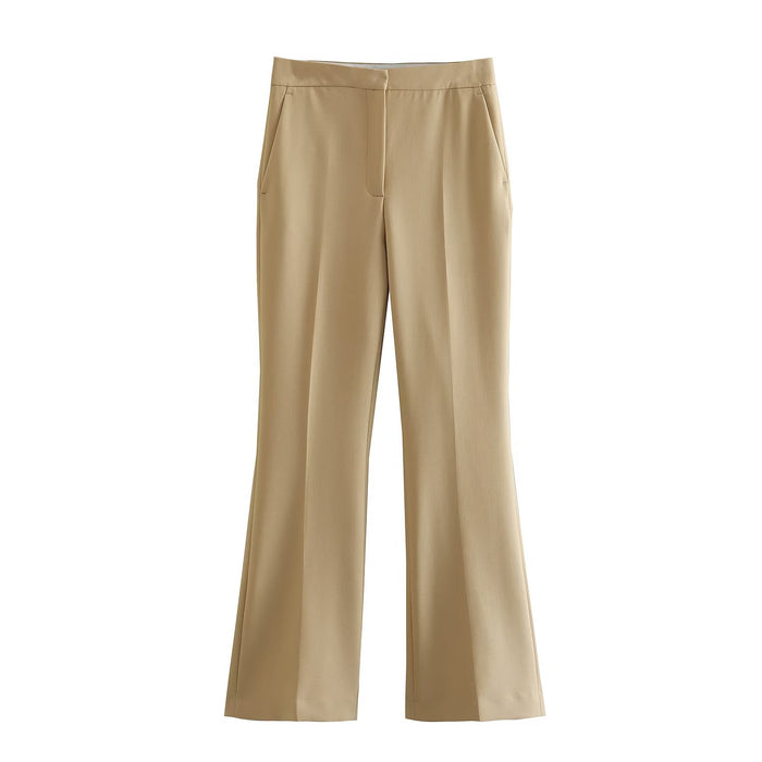 Autumn Women Bell Bottoms Pants Zip Pocket