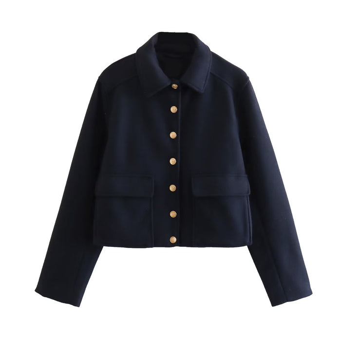 Women Clothing French Casual Breasted Soft Jacket Jacket