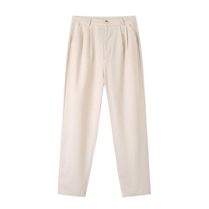 F00177824 F00177823White Women Loose Casual Autumn High Waist Cropped Harem Pants Women Pants