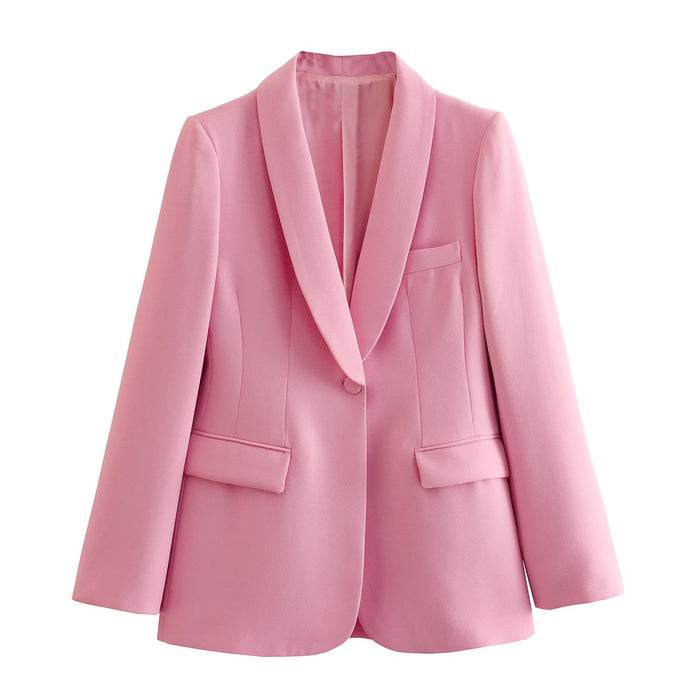 Collar Blazer Spring Summer Mid Length Patchwork Waist Slimming Long Sleeve Blazer Suit