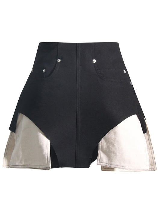 Summer High Waist Black Sexy Shorts Slimming Contrast Color Casual Straight Shorts