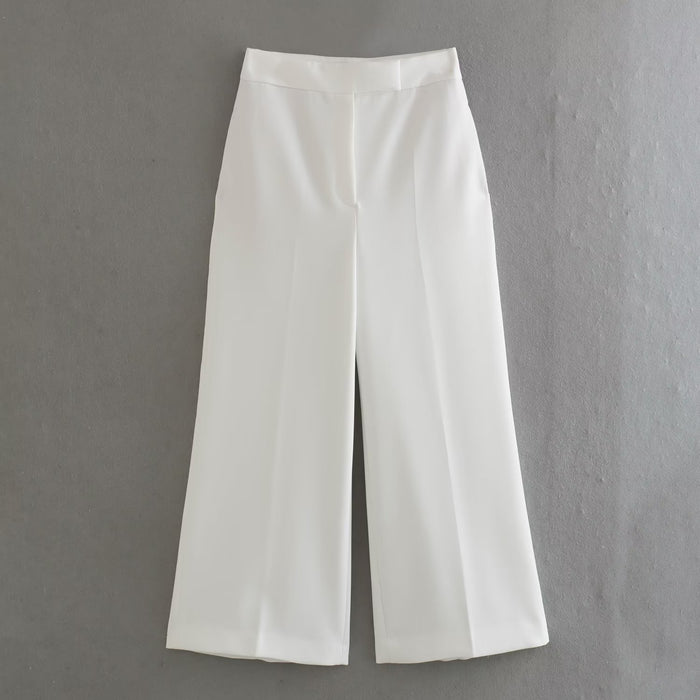 Women Clothing Summer Short Vest High Waist Wide Leg Pants Suit