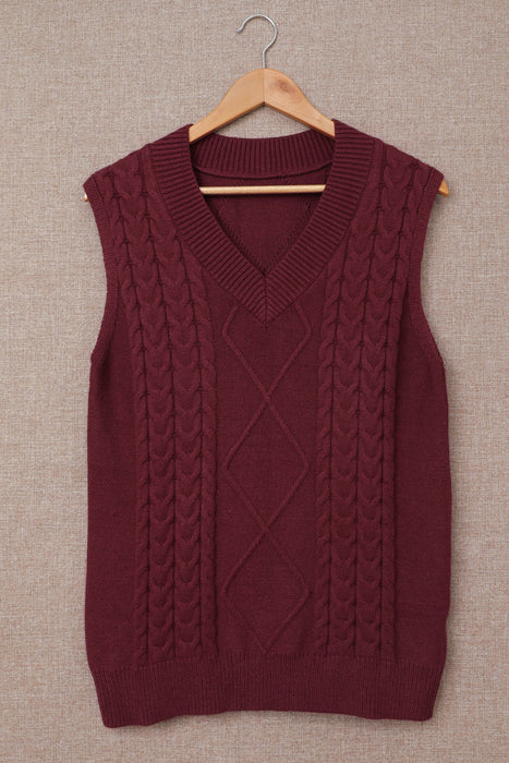 Knitted Vest Women Autumn Winter Knitted Wool Pattern Pullover Sweater