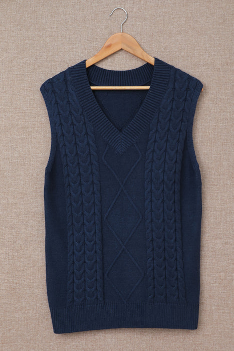 Knitted Vest Women Autumn Winter Knitted Wool Pattern Pullover Sweater