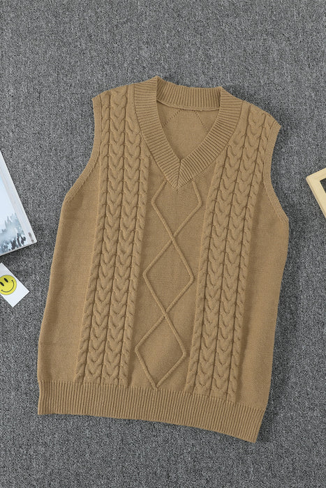 Knitted Vest Women Autumn Winter Knitted Wool Pattern Pullover Sweater