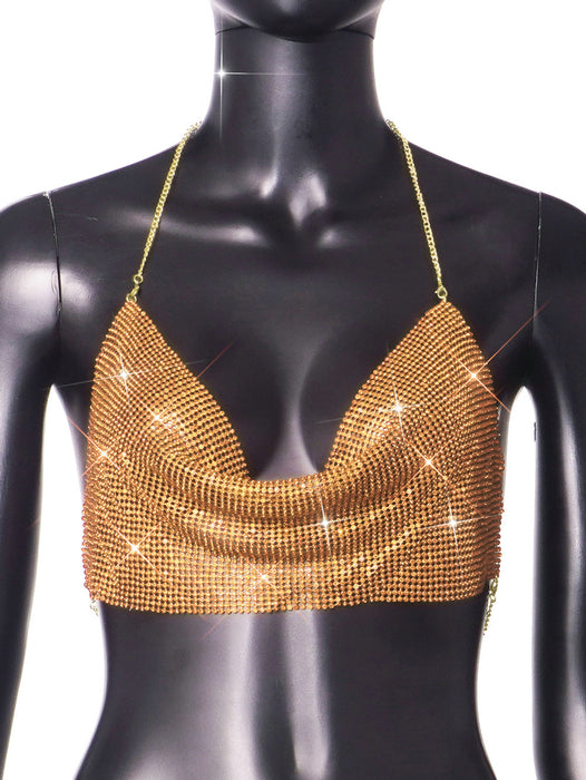 Direct Nightclub Metal Chain Sequin Sling Tube Top