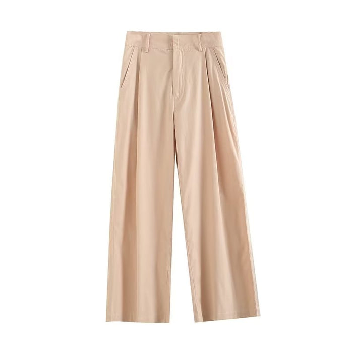 Pink Professional Wide Leg Pants Women Spring Autumn High Waist Work Pant Draping High-Grade Straight Mop Pants