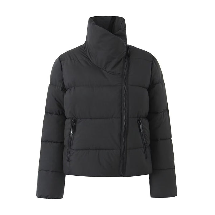 French Winter Clothing Turtleneck Zipper Warm Quilted Jacket Women Short Sheepskin Coat