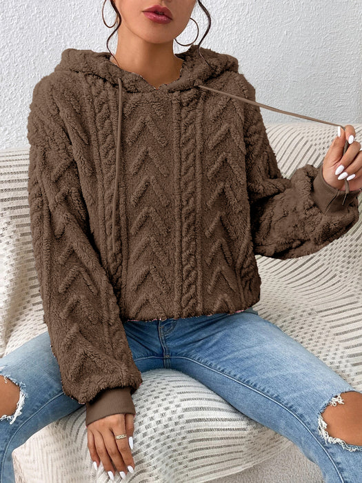 Fall Winter Women Pullover Sweater Flannel Hooded Loose Plush Jacket