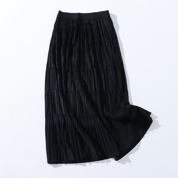 Autumn Casual Simple Skirt Fashionable Stylish Women High Waist Stitching A line Skirt