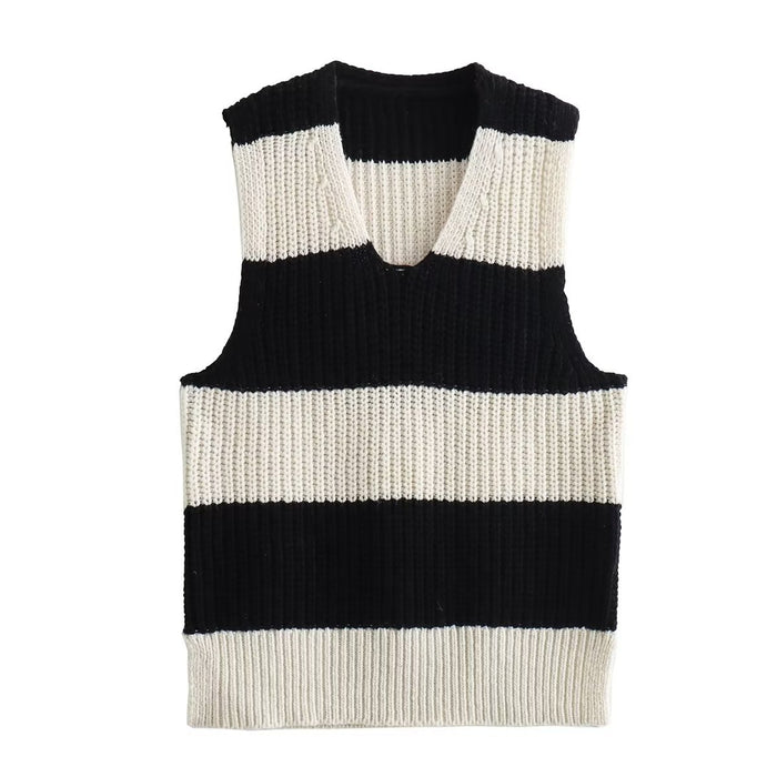 Summer Stripes Knitted Vest Women Vest