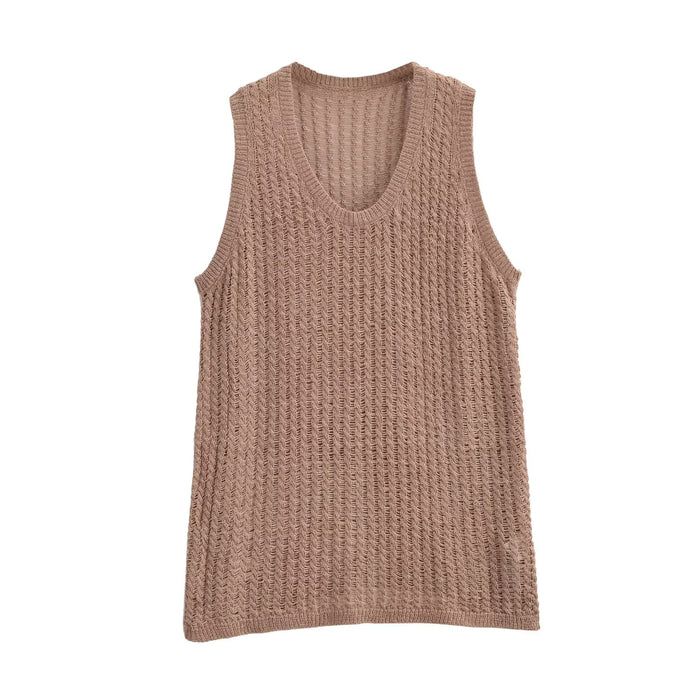 Fall Women Clothing Jacquard Mesh Knitted Top Camisole