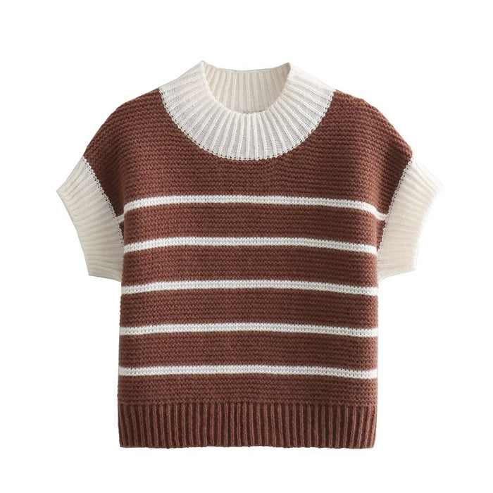 High End Simple All Matching Striped Vest Women Autumn Basic Inner V neck Sweater