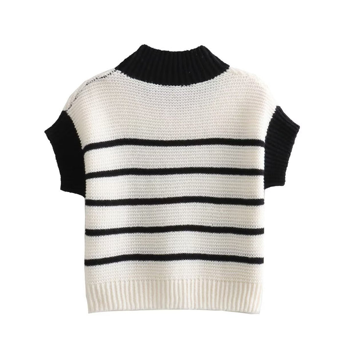 High End Simple All Matching Striped Vest Women Autumn Basic Inner V neck Sweater