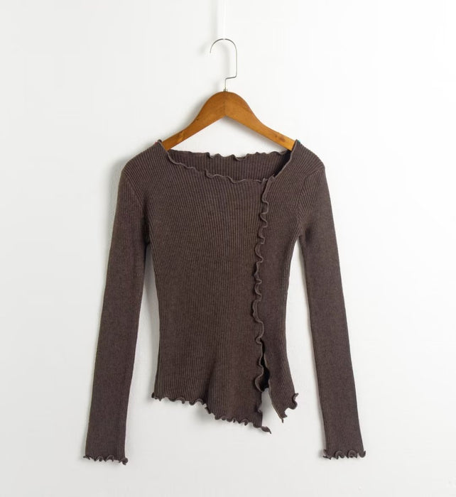 Autumn Winter Women Clothing Irregular Asymmetric Sweater Knitwear