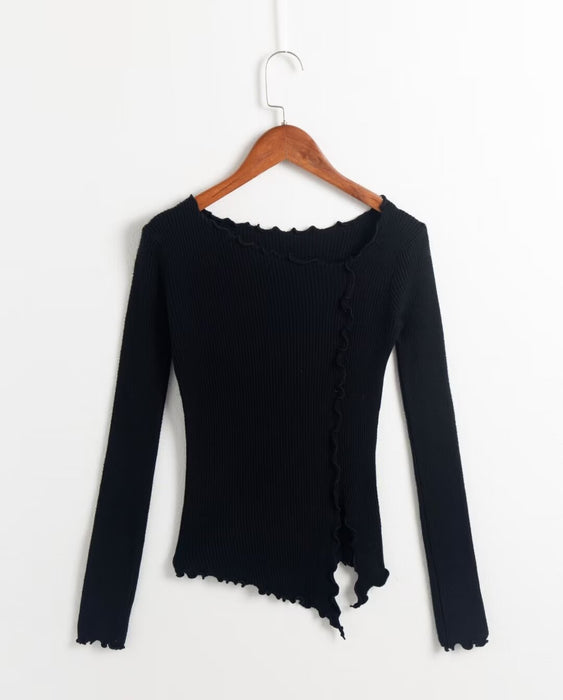 Autumn Winter Women Clothing Irregular Asymmetric Sweater Knitwear