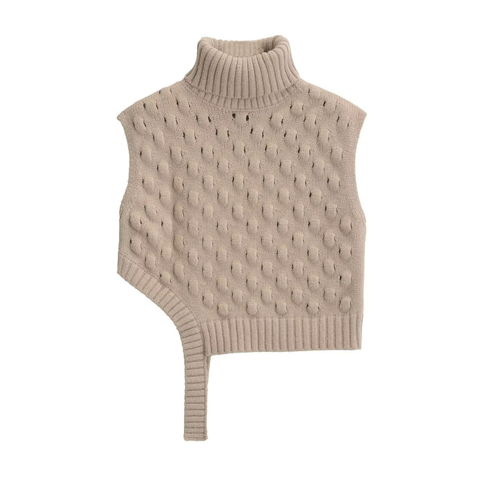 Fall Women Clothing Turtleneck Sleeveless Knitted Vest