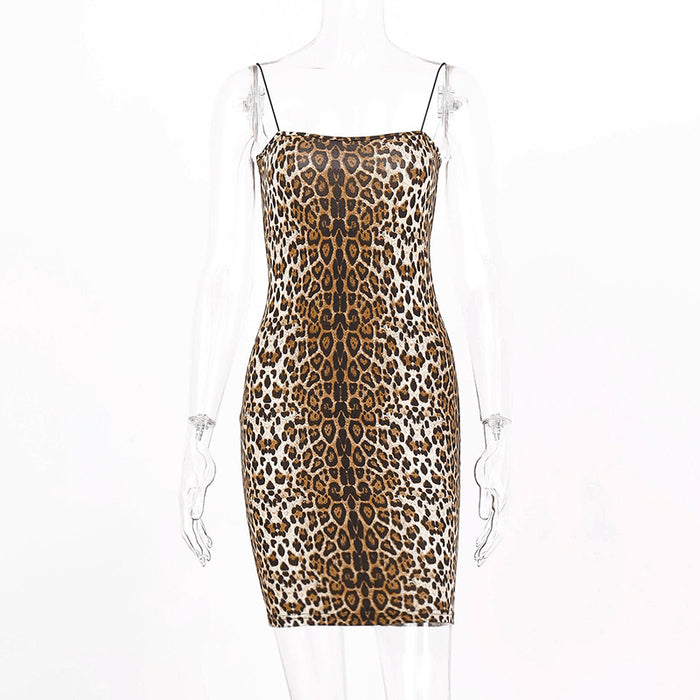 Spring Women Clothes Leopard Print Slip Dress Dress Women