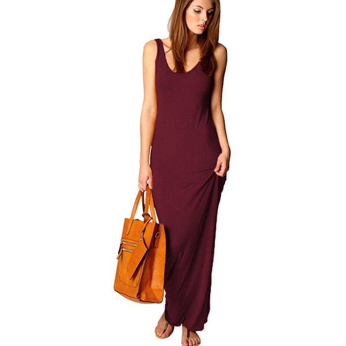 Summer Casual Women Clothing Sexy Vest Maxi Dress Sleeveless Slim Dress