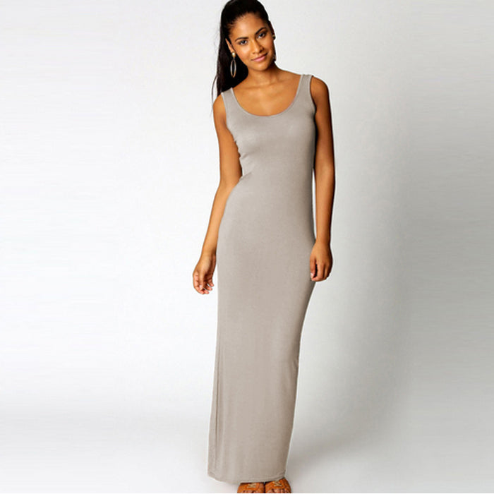 Summer Casual Women Clothing Sexy Vest Maxi Dress Sleeveless Slim Dress