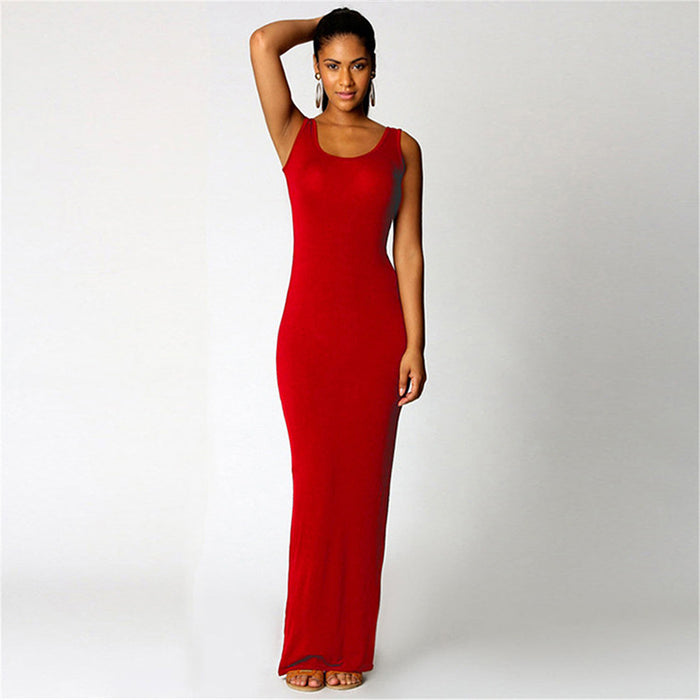 Summer Casual Women Clothing Sexy Vest Maxi Dress Sleeveless Slim Dress