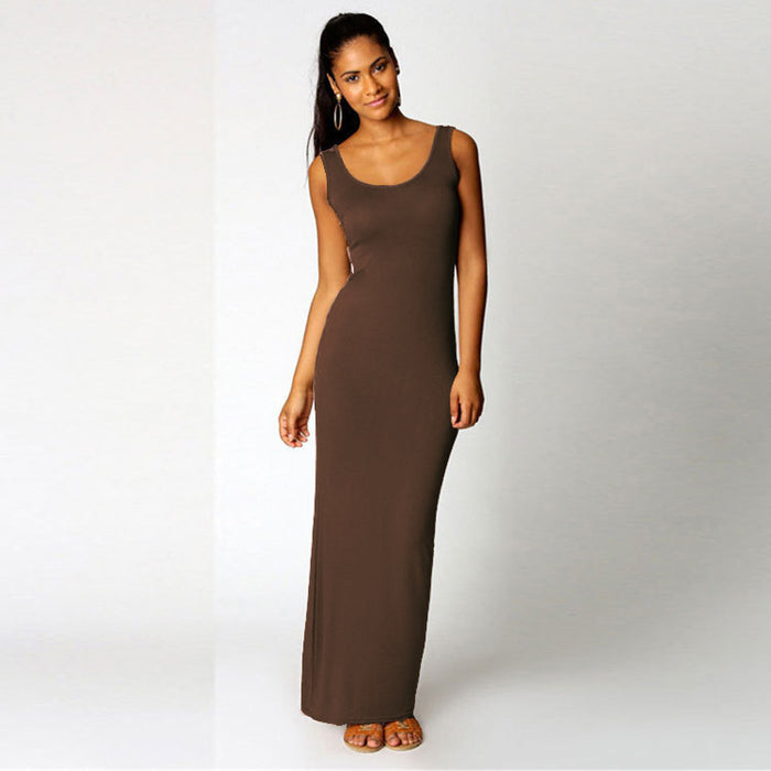 Summer Casual Women Clothing Sexy Vest Maxi Dress Sleeveless Slim Dress