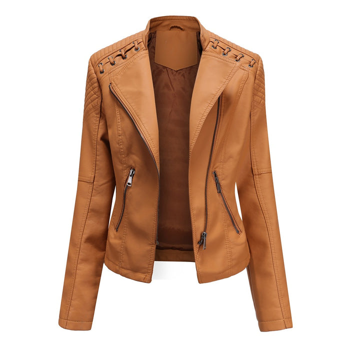 Size Spring Autumn Women Leather Jacket Women Short Jacket Slim Thin Leather Coat Ladies Motorcycle Clothing