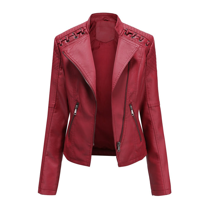 Size Spring Autumn Women Leather Jacket Women Short Jacket Slim Thin Leather Coat Ladies Motorcycle Clothing