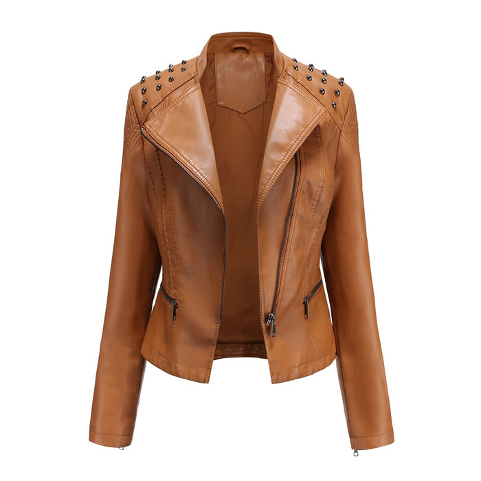 New Slim Spring Autumn Women Leather Jacket Slim Thin Jacket Ladies Motorcycle Clothing