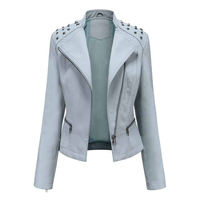 New Slim Spring Autumn Women Leather Jacket Slim Thin Jacket Ladies Motorcycle Clothing