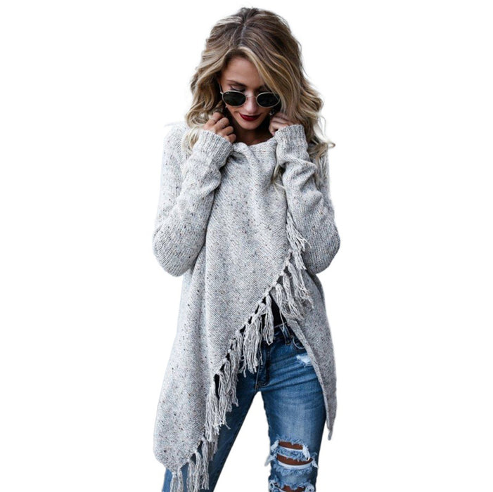 Autumn Winter plus Size Women Clothes Tassel Knitted Sweater Coat