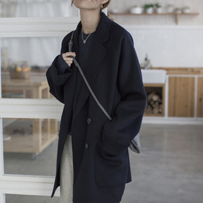 Small Reversible Cashmere Coat Women Short Loose Woolen Coat Women