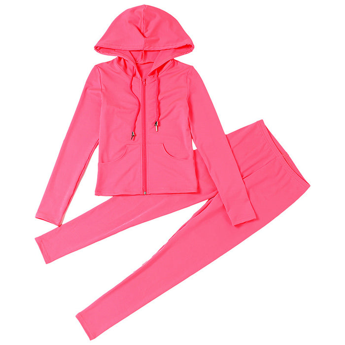 Isn Spring Women Clothing Hooded Cardigan Slim Fit Sports Casual Suit