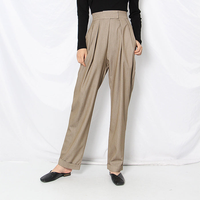 Niche Wide Leg Pants Spring High Waist Ruched Casual Loose Radish Women  Casual Pants