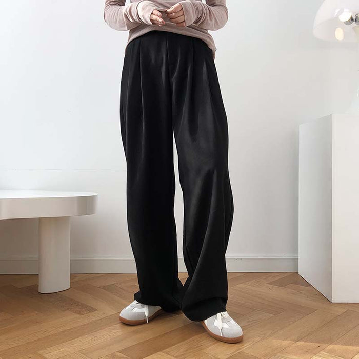 Spring High Waist Smoke Tube Wide-Leg Pants Loose Straight Drooping Mop Work Pant for Women