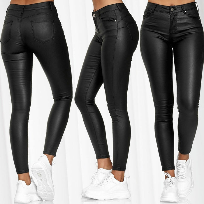 New Popular Womens Clothing Casual Pants Skinny Pants Faux Leather Pants