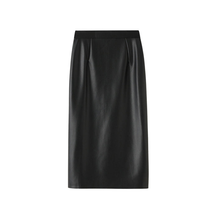 Leather Skirt Skirt Autumn Clothing Korean High Waist Split Faux Leather Hip Skirt All Matching Skirt Women