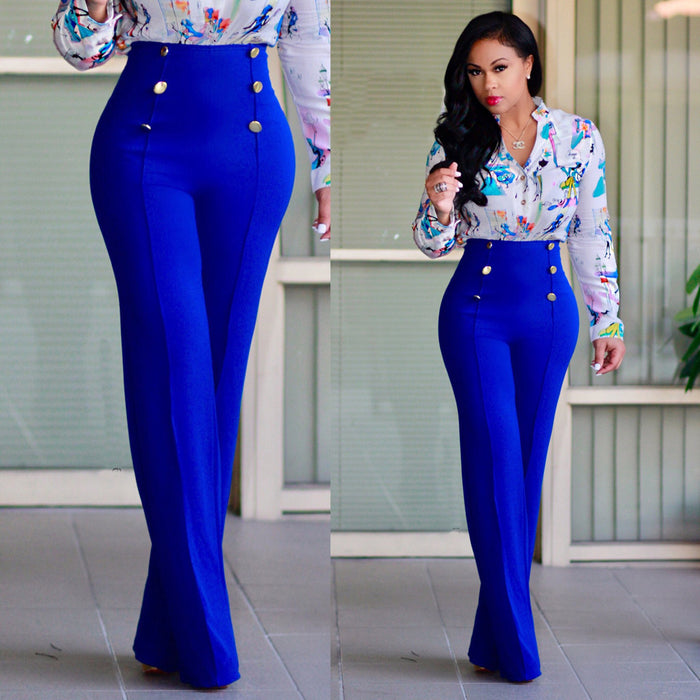 Women Clothing Slim Fitting Cool Double Breasted Flared Pants Five Colors