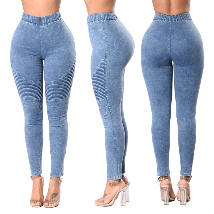 High Waist Hip Lift Women Jeans Multicolor Slim Fit Hip Raise Skinny Pants