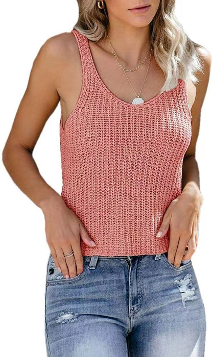 New Solid Color Fashion Camisole Home Ice Silk Knitted Women